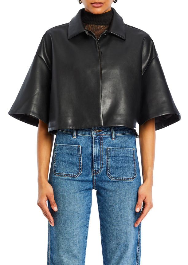 Adi Vegan Leather Cropped Jacket