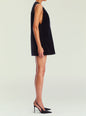 Side view of black velvet Maxine Velvet Mini Dress on a model, sleeveless with a clean straight silhouette thumbnail image 3 of 5
