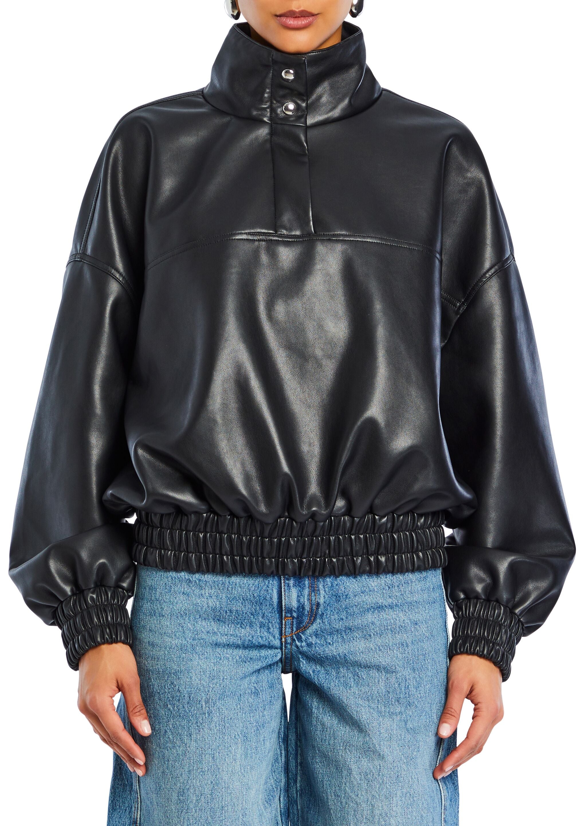 Mia Vegan Leather Pullover – SEROYA