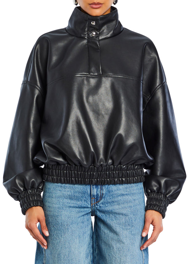 Mia Vegan Leather Pullover