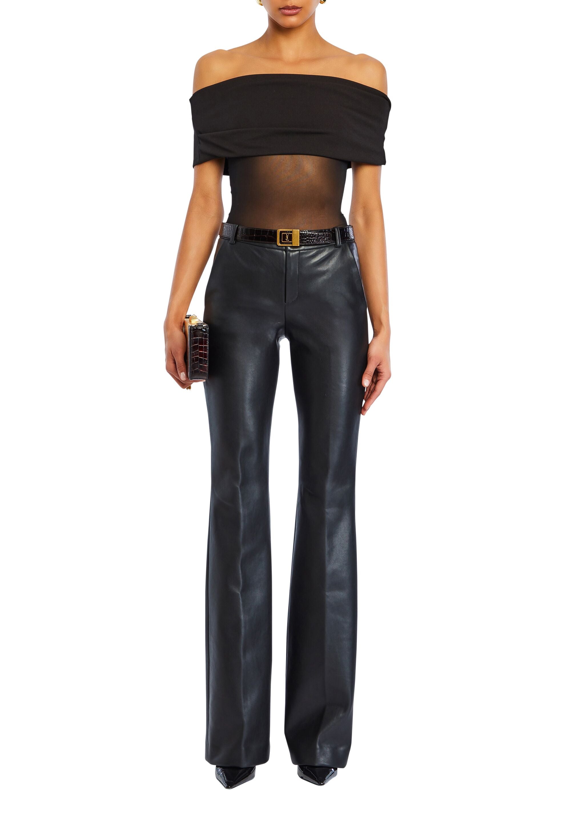 neru design kozara BRUNT LILY タン　ブラック Ronja Vegan Leather Trouser – SEROYA