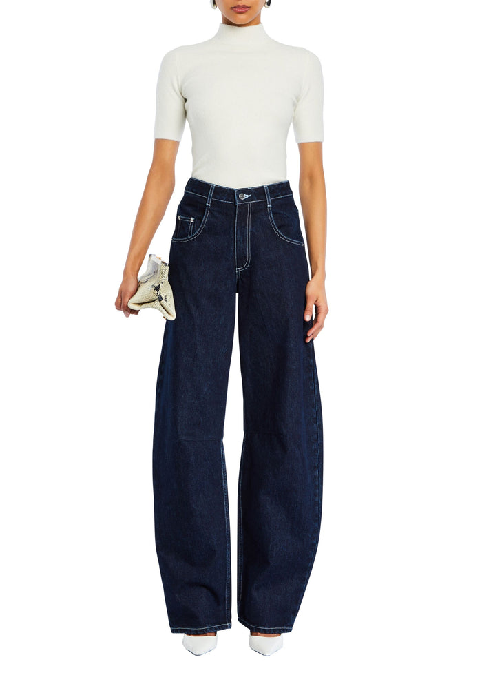 Marbel Mid Rise Barrel Jean