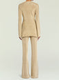 Back view of Ines Metallic Knit Top in champagne gold with long sleeves and matching knit pants thumbnail image 4 of 5