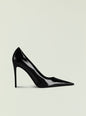 Black patent Jasmine Heel with a pointed toe and tall stiletto heel thumbnail image 1 of 4