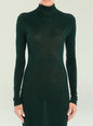 Close-up of the dark green velvet Kim Maxi Dress showing a high neck and fitted bodice. thumbnail image 5 of 5