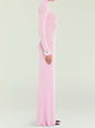 Kim Maxi Dress pink velvet side profile on model thumbnail image 3 of 5