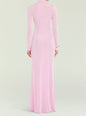 Back view of a pale pink velvet Kim Maxi Dress with long sleeves thumbnail image 4 of 5