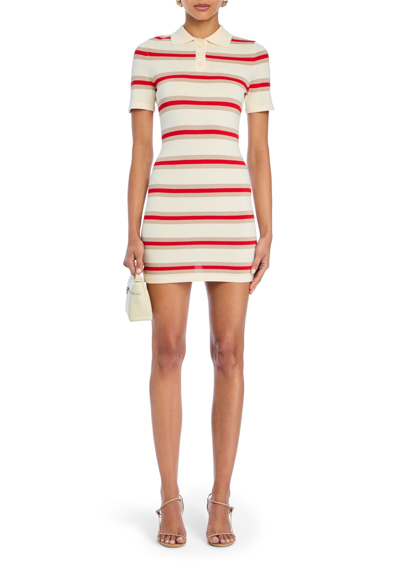 polo elevated knit mini dress Contrast Stitch Polo Knit Black Mini Dress
