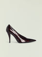 Maureen Leather Pump in glossy burgundy crocodile-embossed leather with a pointed toe and stiletto heel thumbnail image 1 of 5