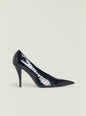 Single Maureen Leather Pump in black crocodile-embossed leather with a pointed toe. thumbnail image 1 of 5