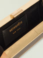 Milo Clutch with gold ribbed top frame and black crocodile textured body thumbnail image 3 of 3