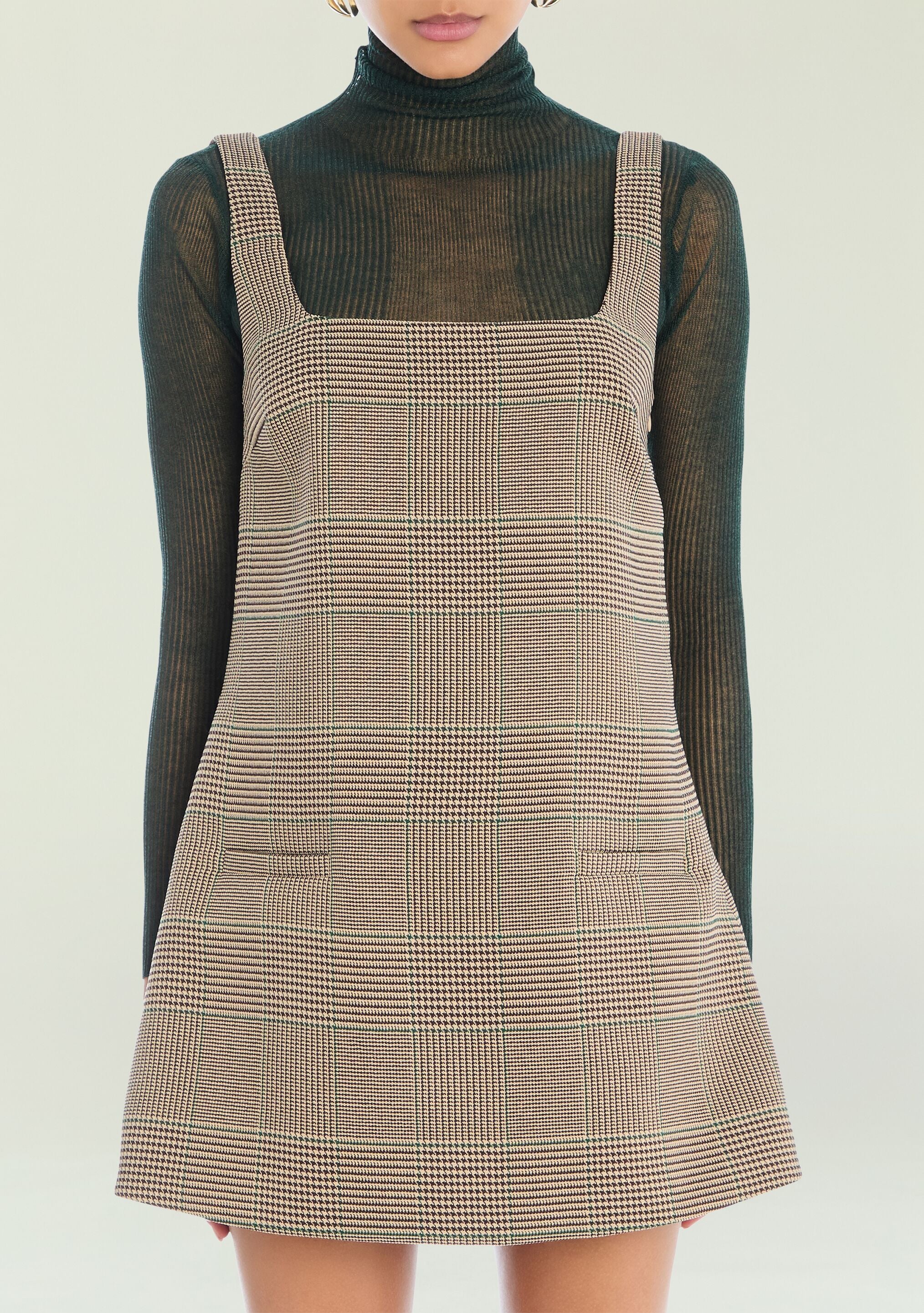 ワンピース Double Collar Plaid Mini dress Mistreass Double Collar Plaid Mini Dress