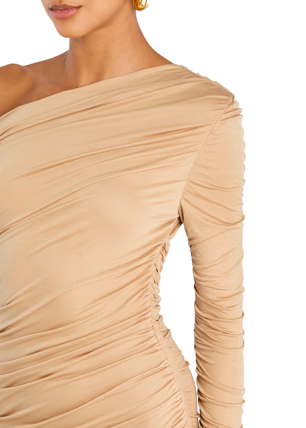 fawn ruched mesh maxi dress Persephone Ruched Maxi Dress – SEROYA