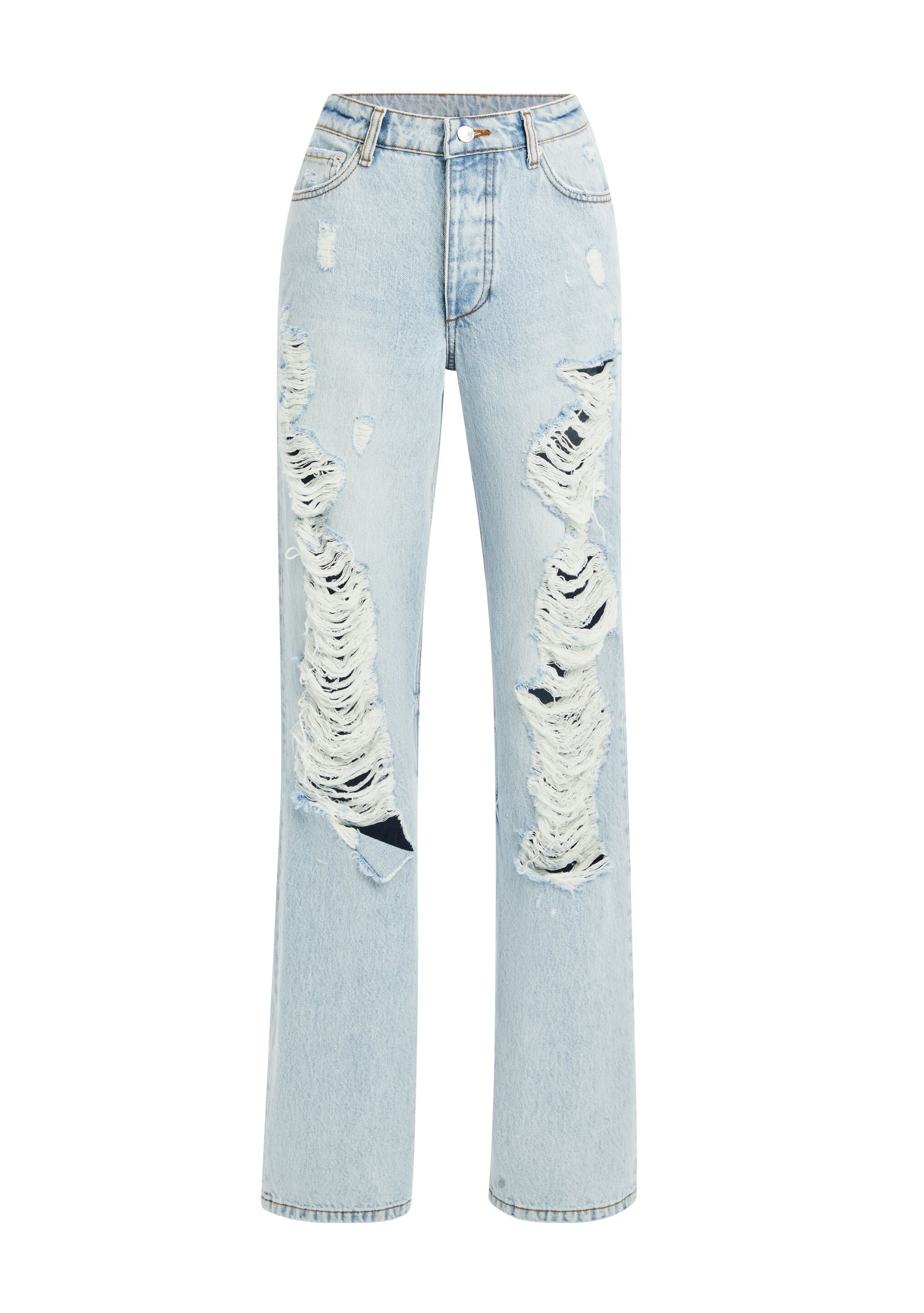 Custom Patchwork Star Jeans Star Distressed Denim Jeans