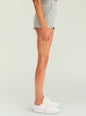 Side view of a gray Arlo Short with elastic waistband on a model thumbnail image 4 of 5