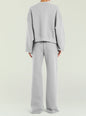 Back view of Calla Sweatshirt in heather gray with a curved hem over matching pants thumbnail image 4 of 5