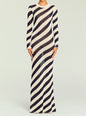 Rubi Knit Maxi Dress with navy and cream diagonal stripes worn by a model thumbnail image 5 of 5