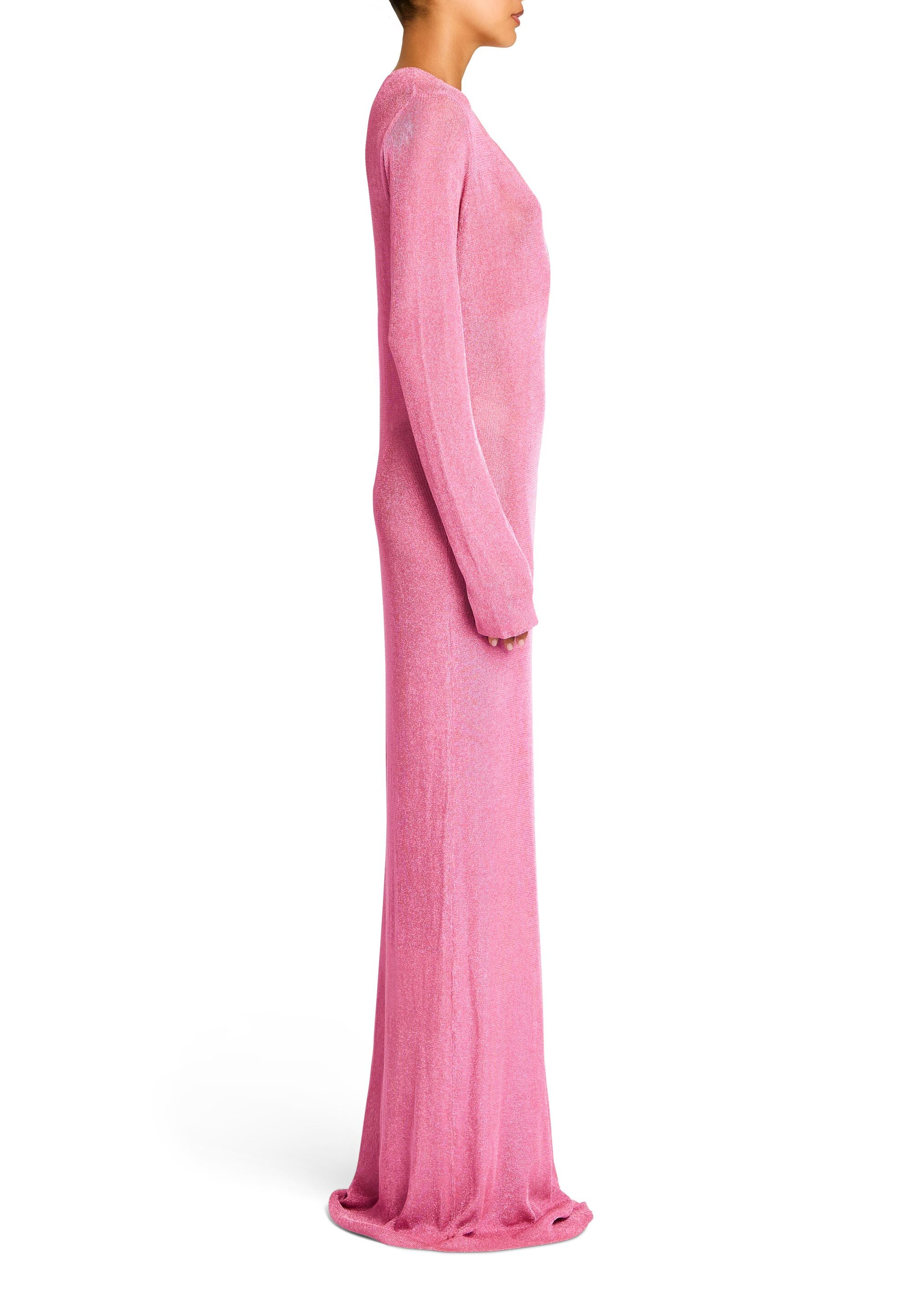 Ingrid Metallic Knit Maxi Dress - Baby Pink | MESHKI US