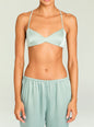 Mint green Courtney Bralette with thin straps on a model. thumbnail image 1 of 5