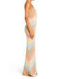 Side view of Dree Knit Maxi Dress displaying halter neckline and pastel diagonal stripes thumbnail image 3 of 5