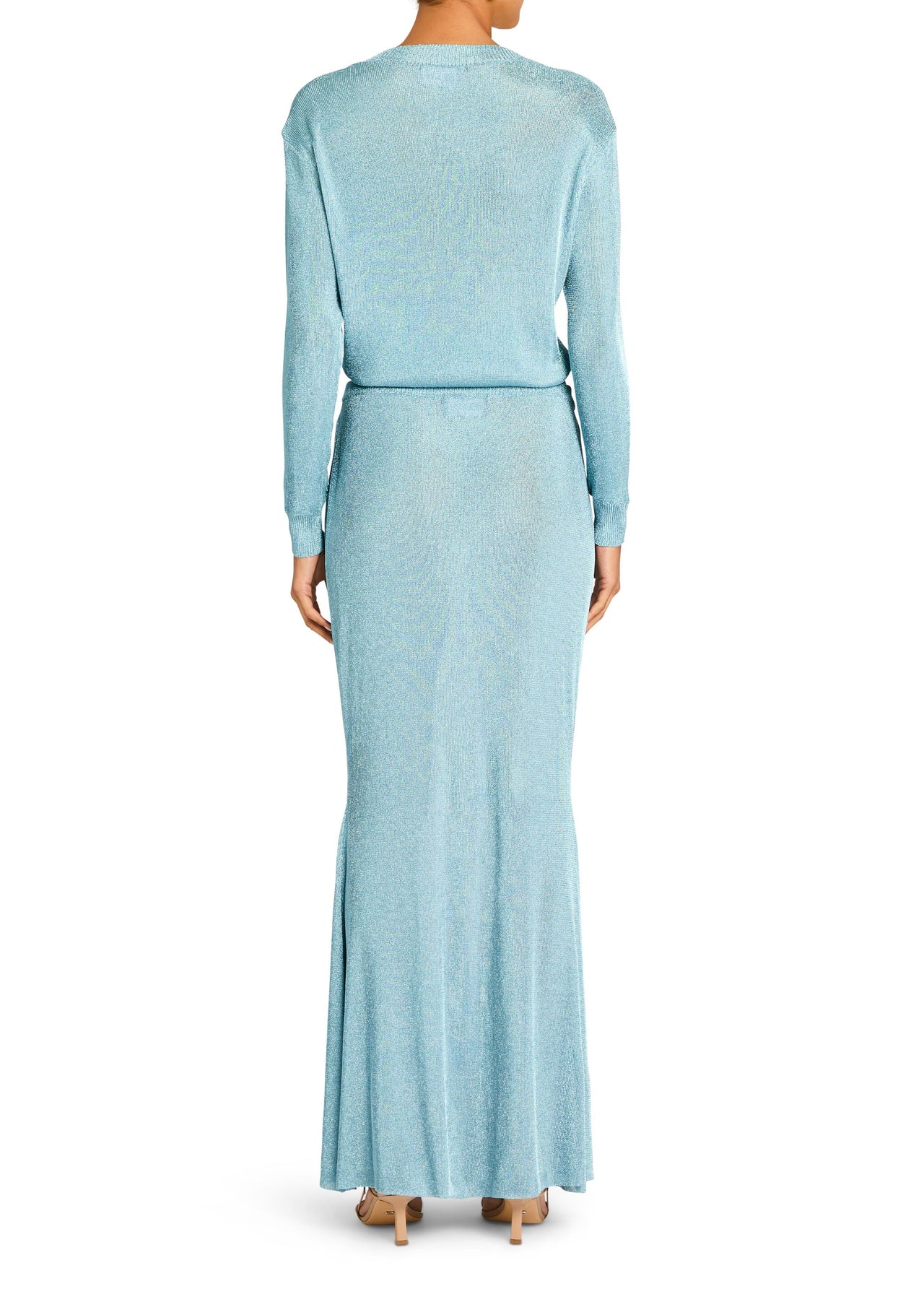 knee length dresses for ladies Venyx Long Rib Cardigan Dress in Cinnamon Metallic main image 0
