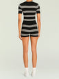 Back view of Ry Knit Top with white stripes paired with matching striped shorts. thumbnail image 5 of 5