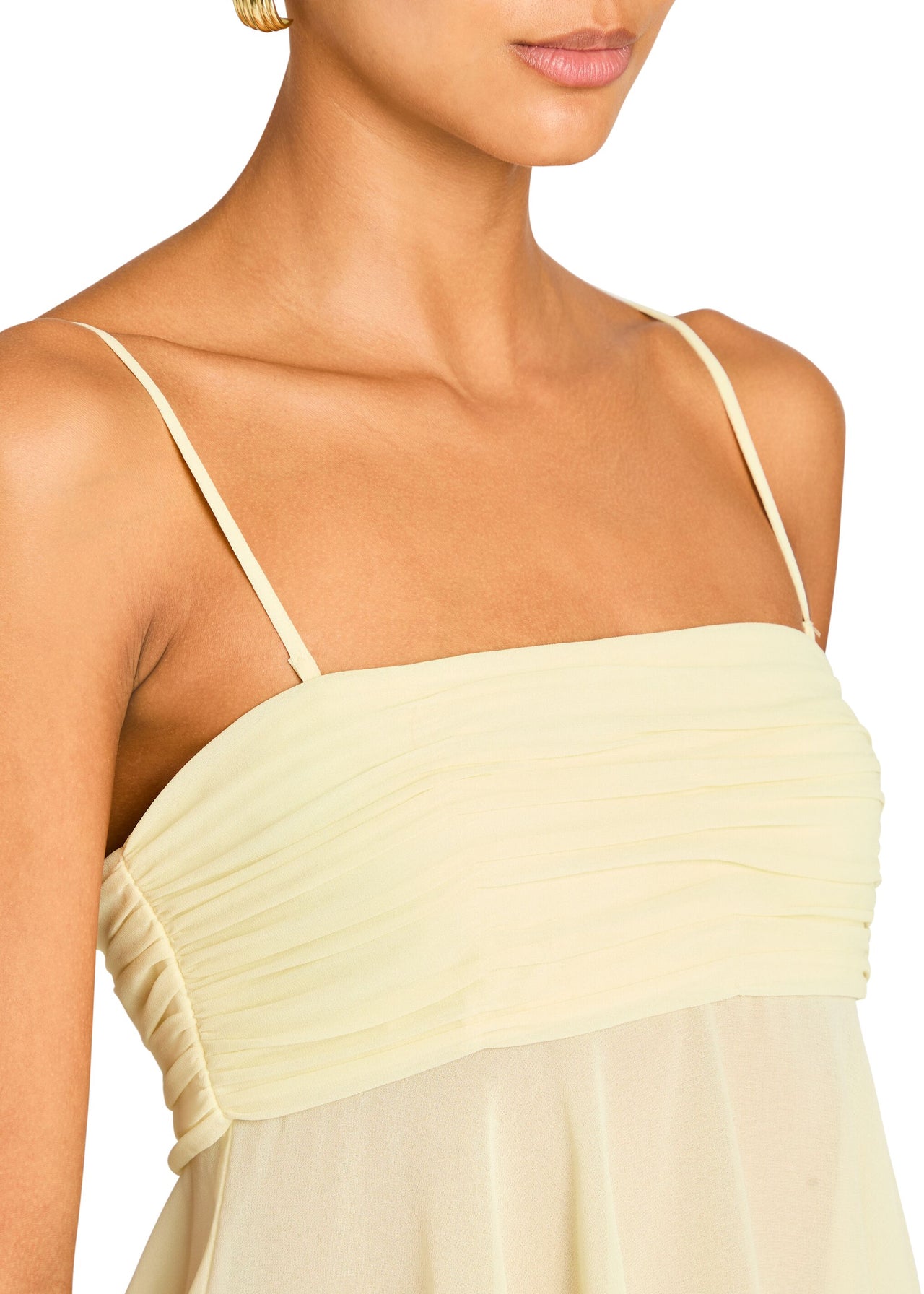 open lace back dress Light Yellow Ruched Spaghetti Strap Mini Dress – Dressesforparty