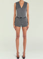 Tilda Short checkered sleeveless top with V neck paired with matching shorts and a belt thumbnail image 2 of 5