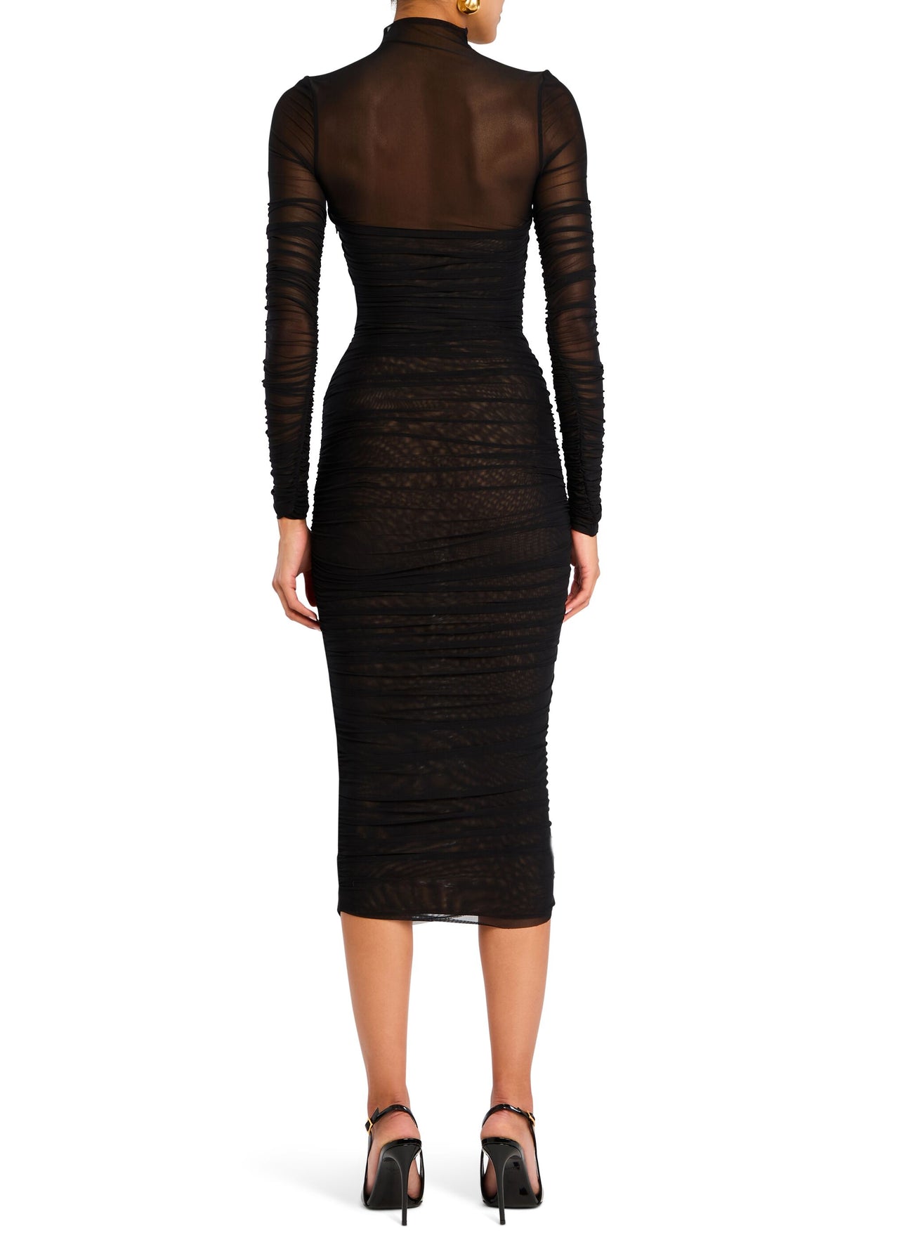 Trina Mesh Ruched Midi Dress