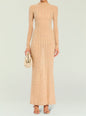 Beige Una Knit Maxi Dress with long sleeves and textured knit pattern thumbnail image 1 of 5