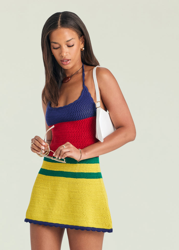 SEROYA Norma Crochet Dress in Multi Stripe