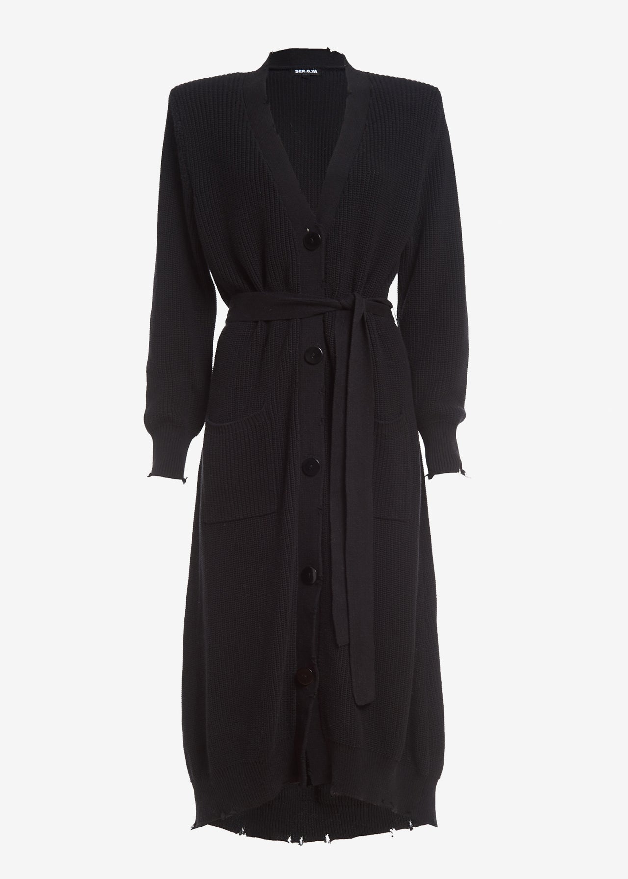 black maxi dress and cardigan Amanda Sweater Dress – SEROYA