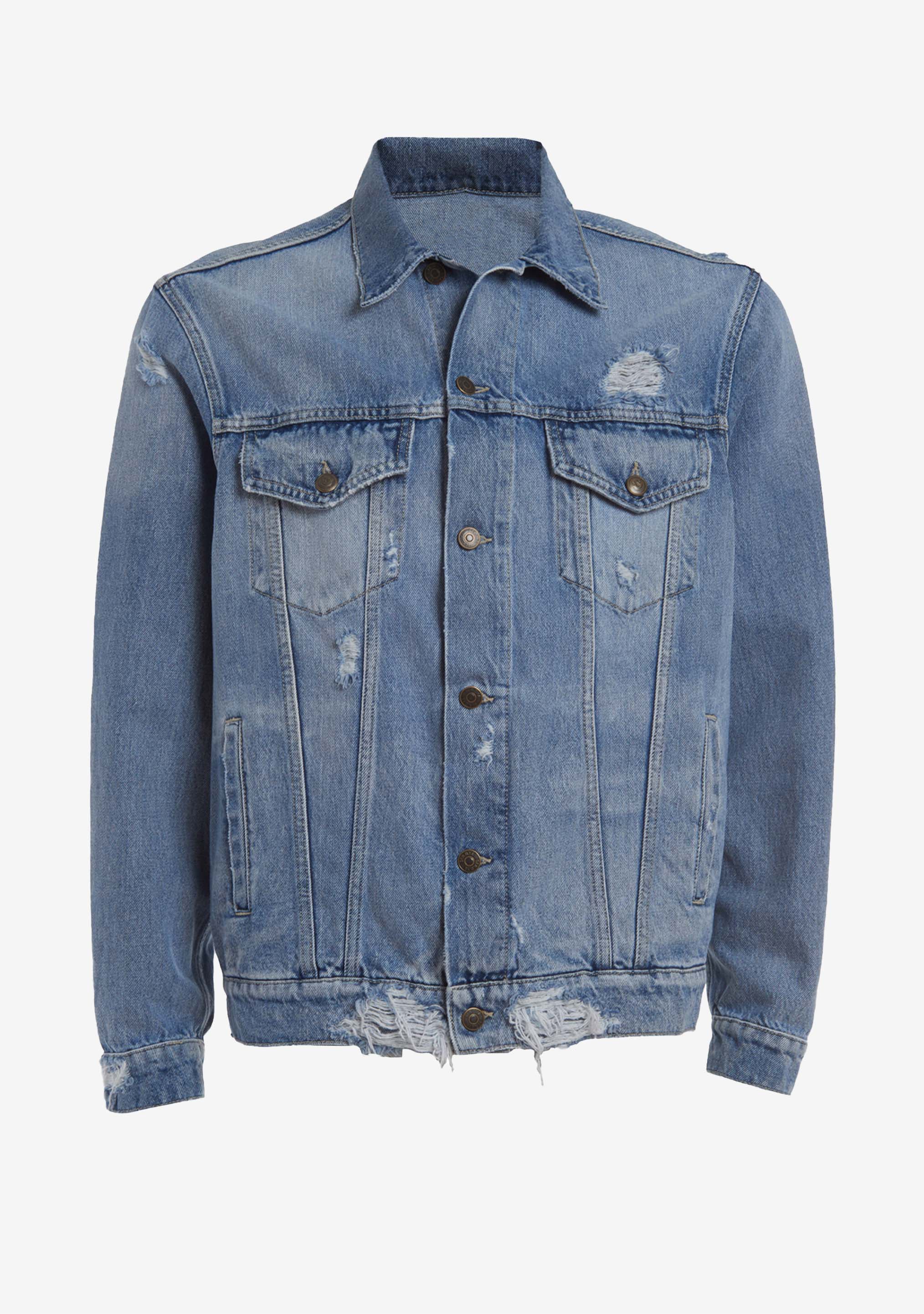 Topman denim clearance jacket fur collar