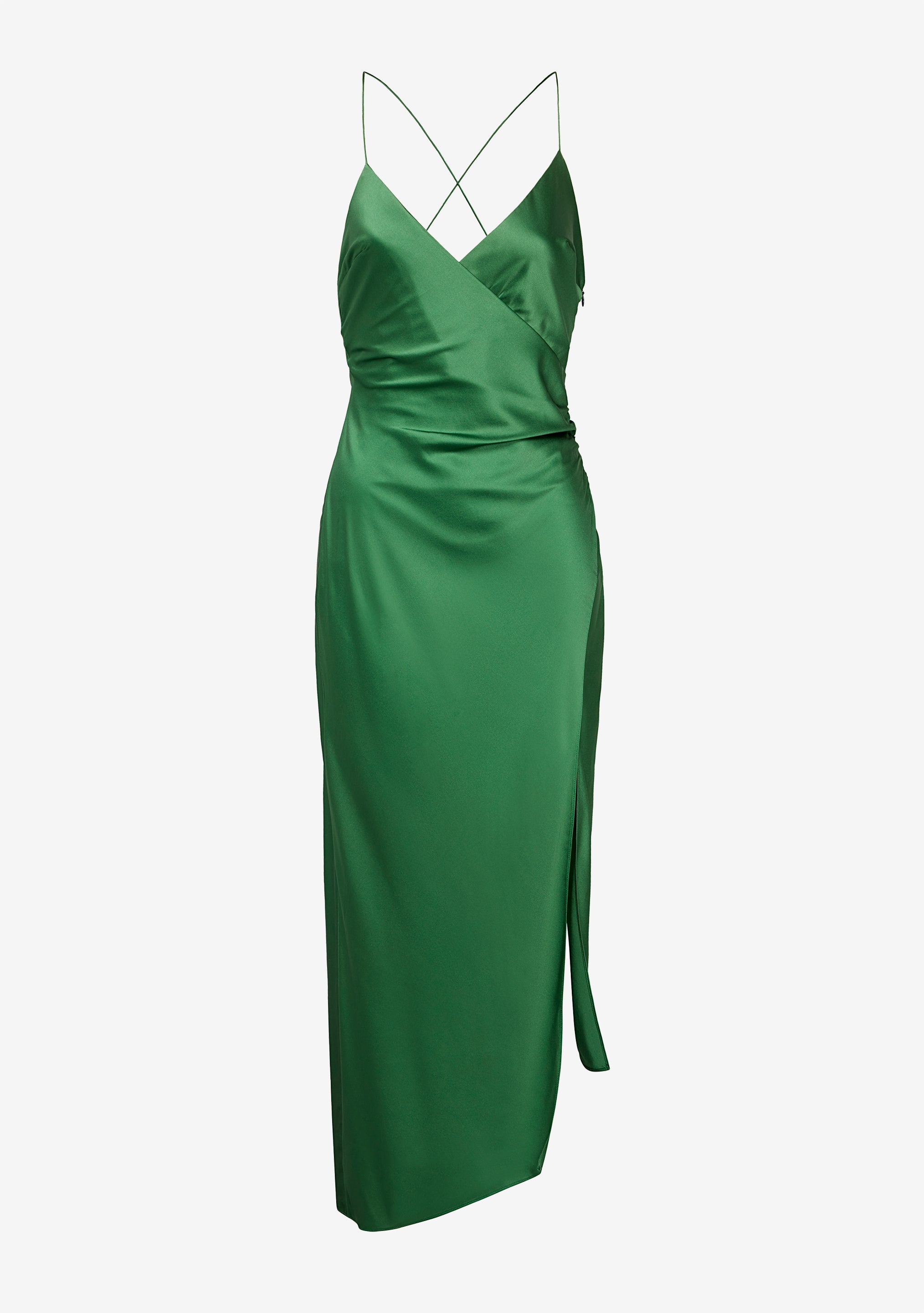 Viridian Silk Cross Front Halter Bias Midi Dress | Dark Green | Dresses |  Shona Joy – Shona Joy International