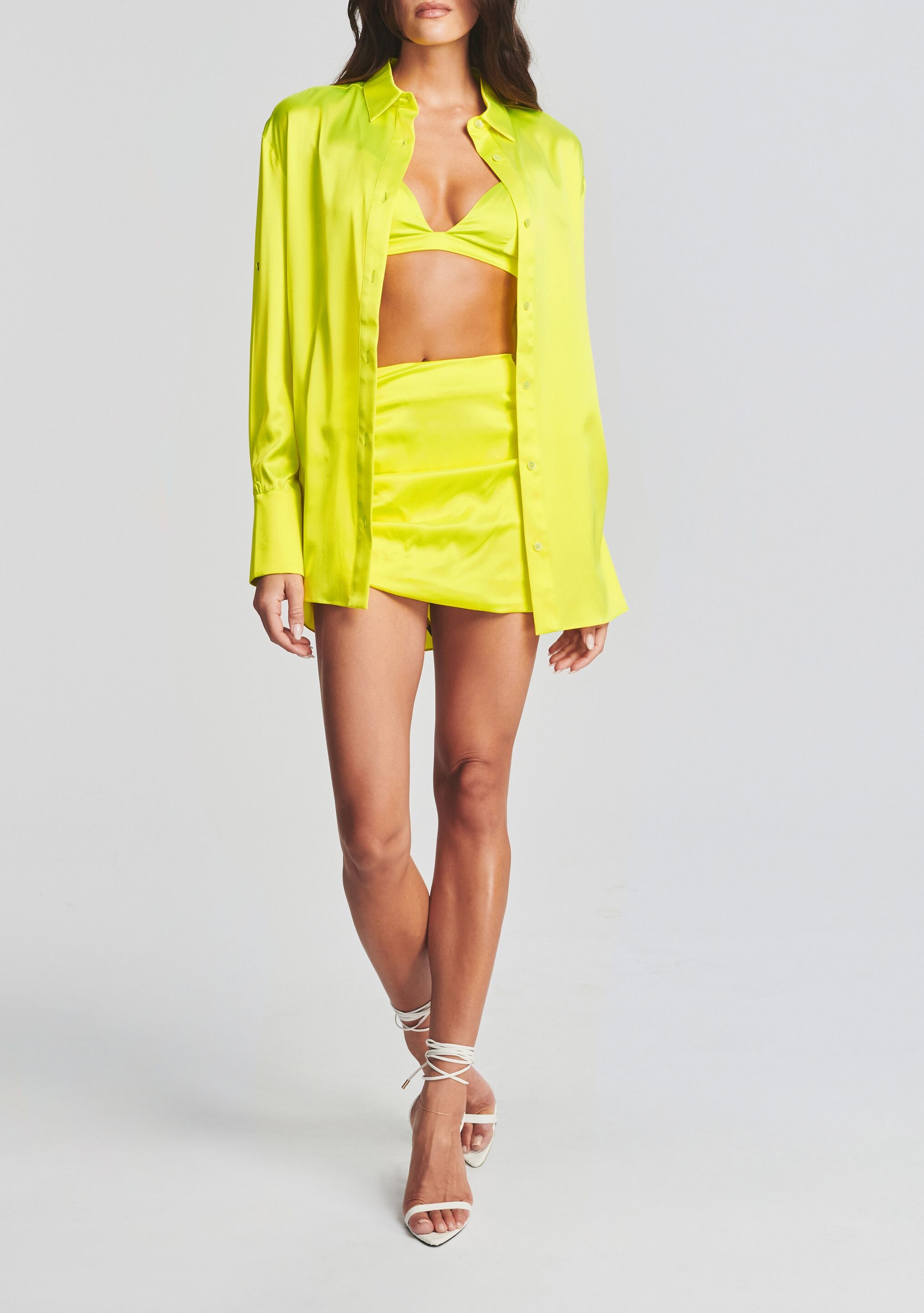 【Anyone more】Naki Yellow Green Washing Mini Skirt NN5160_home-court-