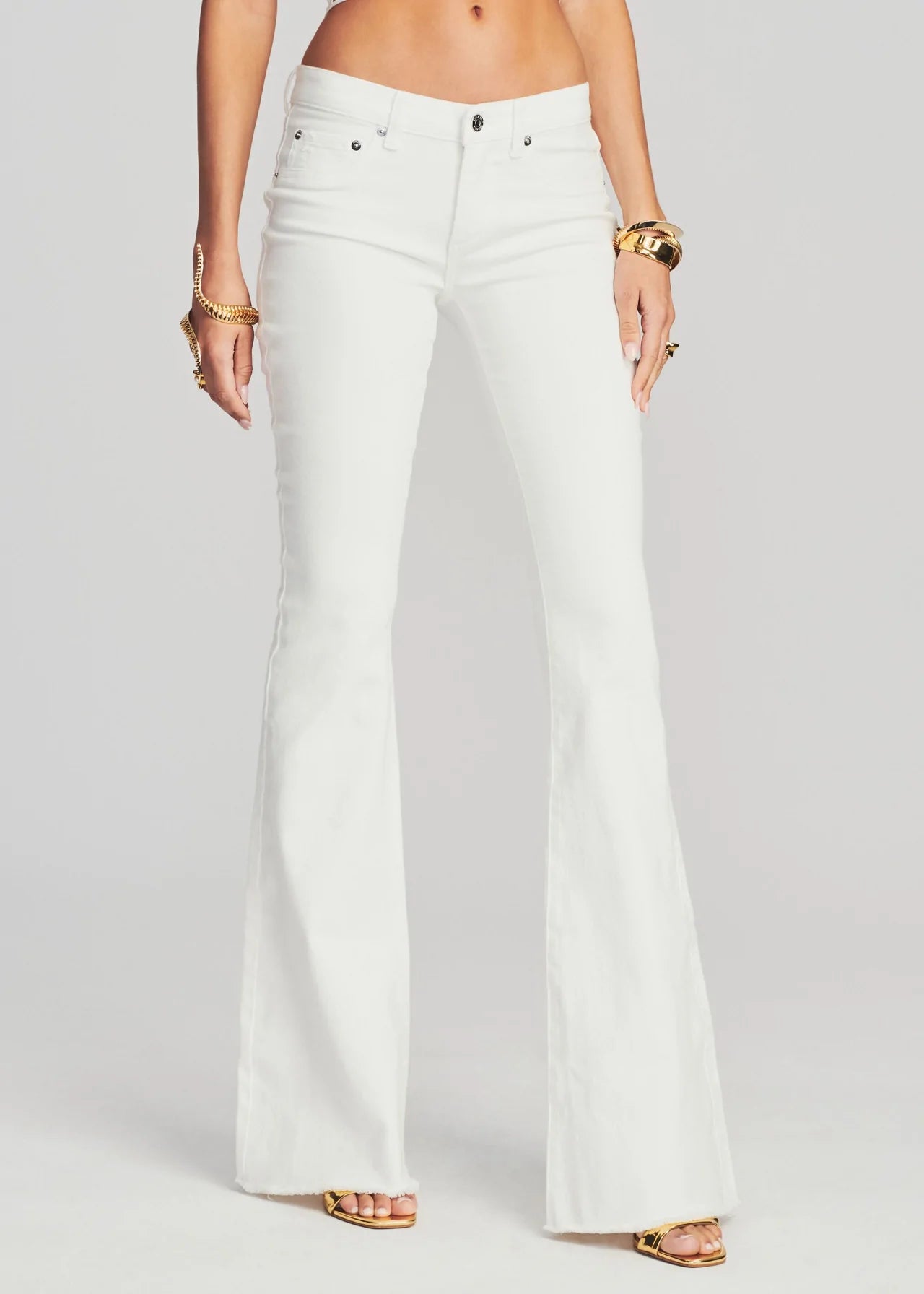 White High Waisted Flared Jeans