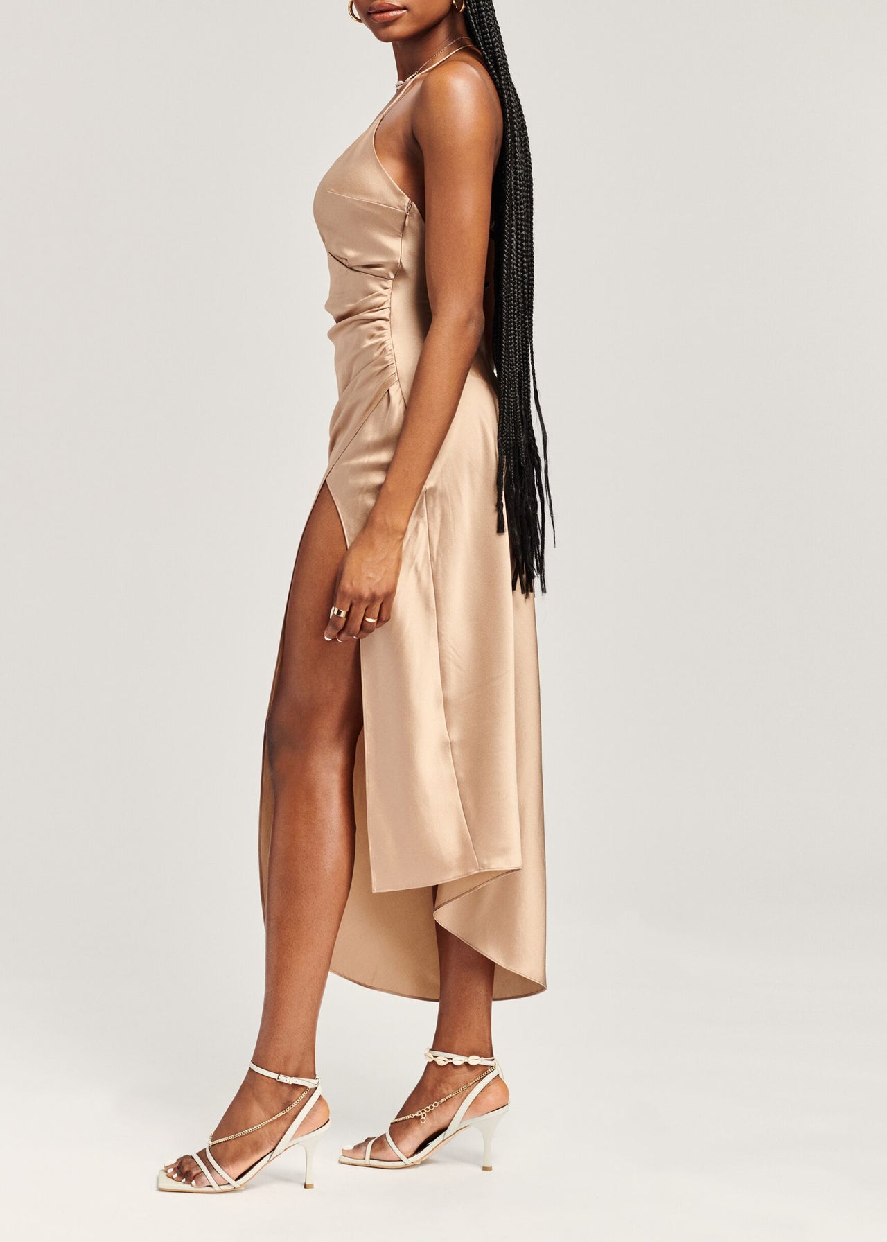 silk slim dress Slim fit satin midi dress