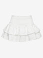 Isa Skirt in white with a shirred high waist and layered ruffle hem. thumbnail image 1 of 5