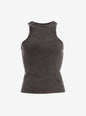 Charcoal gray ribbed Olivia Tank close up on the torso against a light background thumbnail image 1 of 1