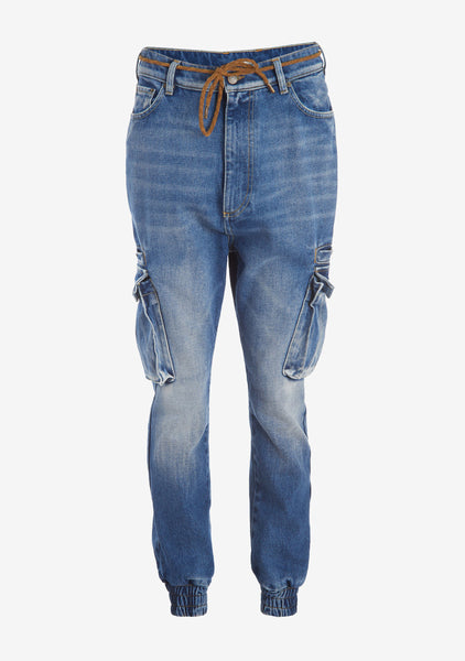 Free People shops SER.O.YA Veronica Drop Crotch Jogger Jeans In Tahoe Blue Cargo 27